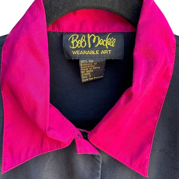 Bob Mackie Wearable Art Vintage Silk Embroidered Butterfly Appliqué Shirt Blouse - Picture 5 of 10